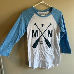 Kids Blue and White Raglan Shirt